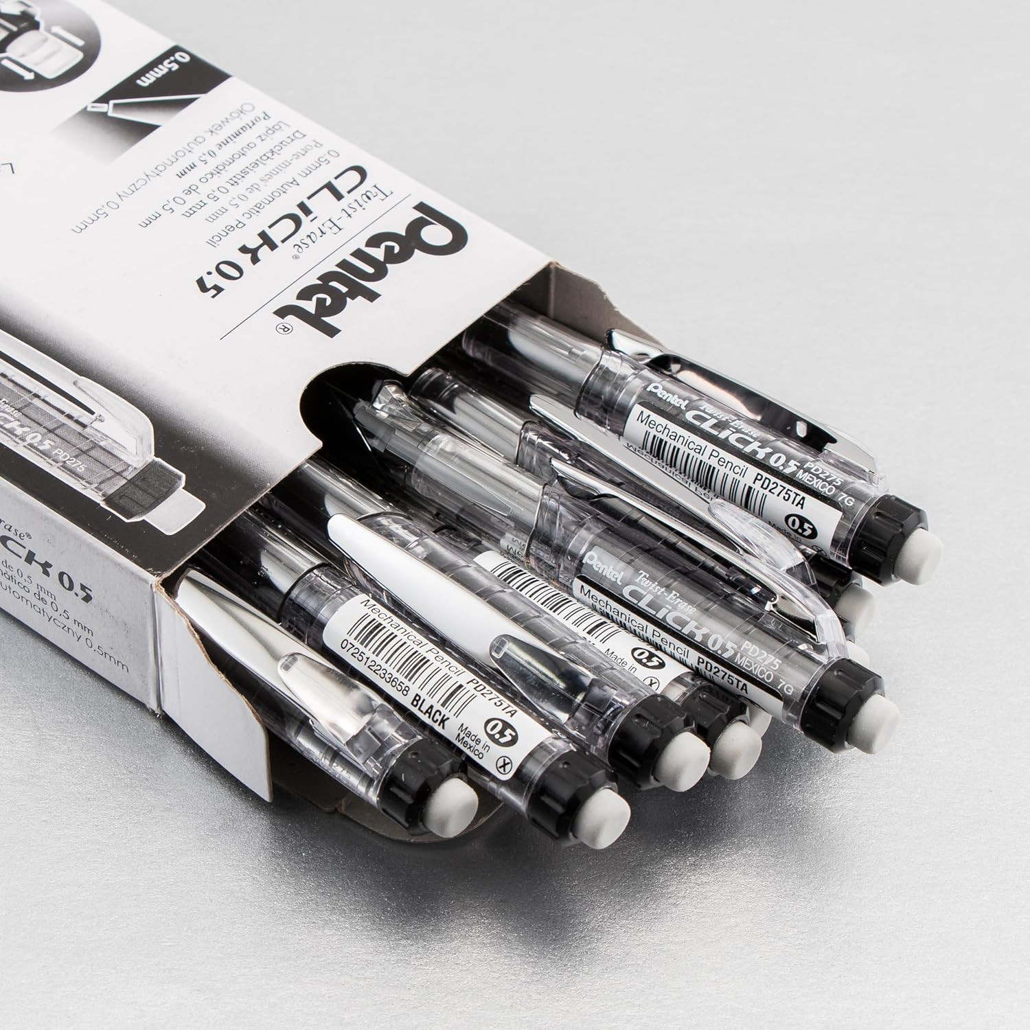 Twist Erase CLICK Mechanical Pencil, Pack of 12, (0.5Mm), Clear Barrel, Black Gr