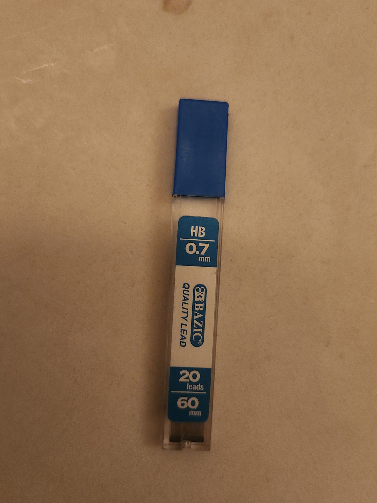 .7 mm mechanical pencil lead case blue top brand is BAZIC