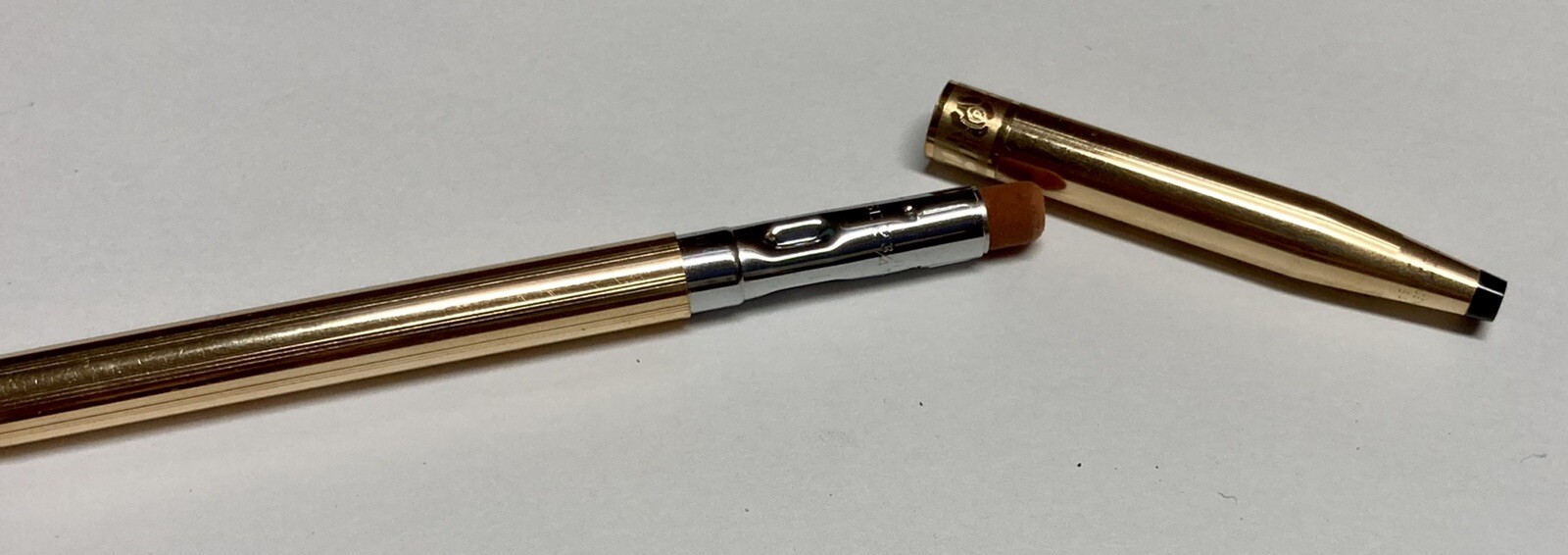 Vtg 14KGF CROSS Retractable Mechanical Pencil w/ Leather Rose Pink Case & Refill