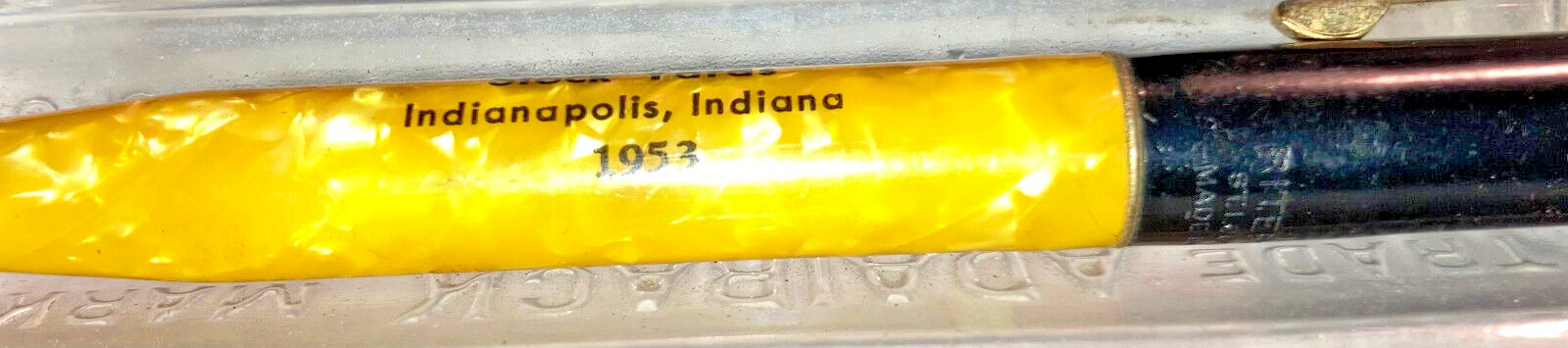 Vintage RITEPOINT Adv. Mech. Pencil-1953-5.25″ Indianapolis Stockyrd White Mrbld