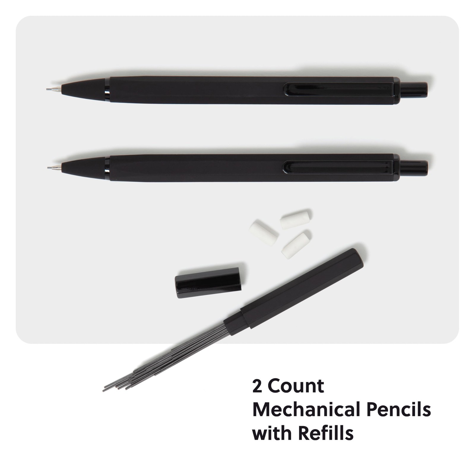 U Brands Cambria Mechanical Pencils, Set 1 Count (Pack of 2), Midnight Black
