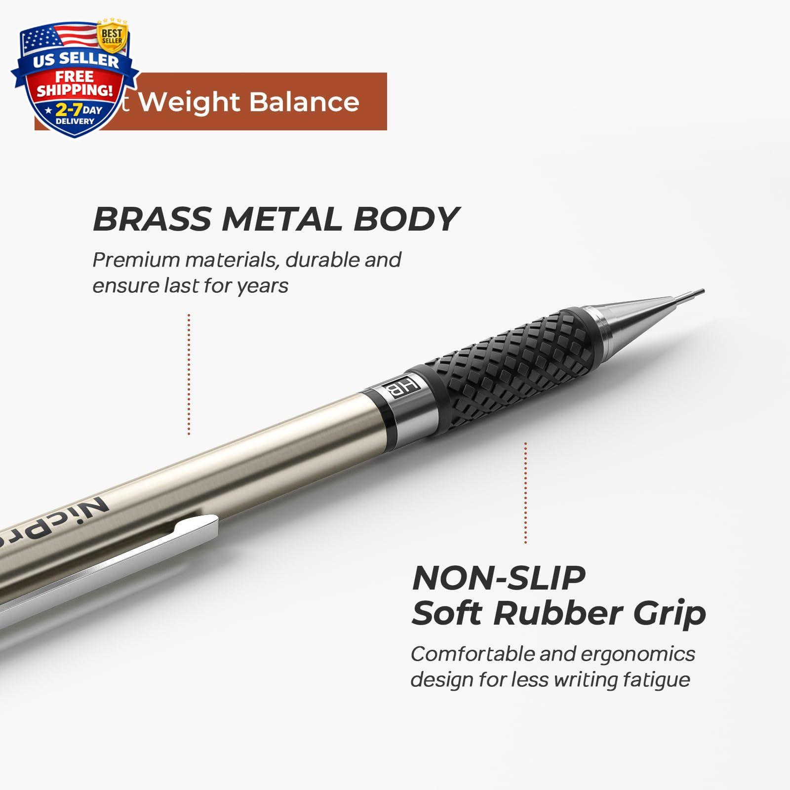 6PCS Art Mechanical Pencil Set, 3PCS Metal Drafting Pencil 0.5 mm & 0.7 mm & 0.9