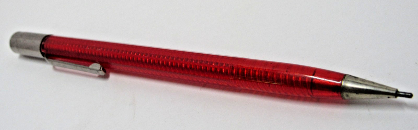 Scripto Vintage Transparent Red Mechanical Pencil W/ Eraser working #H1-15