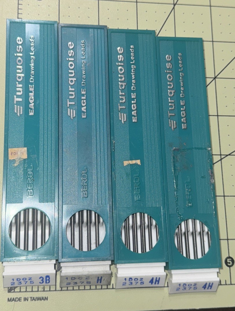 4 Berol Eagle #2375 3B, H & 4H (x2) 41 Total Leads – Turquoise Drawing Leads