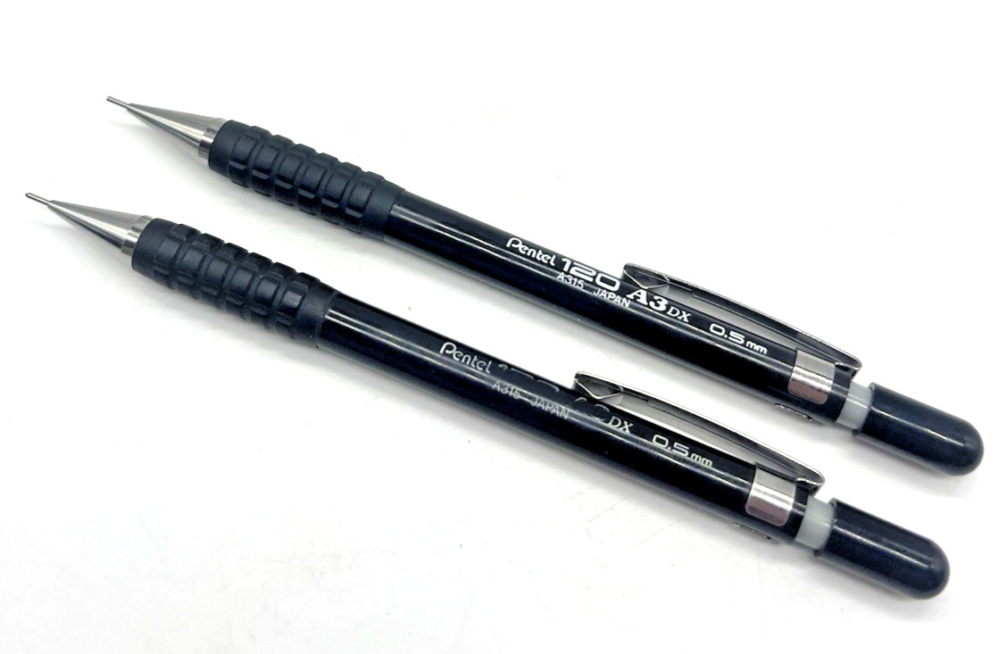 Pentel 120 A3 Dx A315 Made in Japan 0.5 MM Mechanical Pencils Set Lot 2 Grip