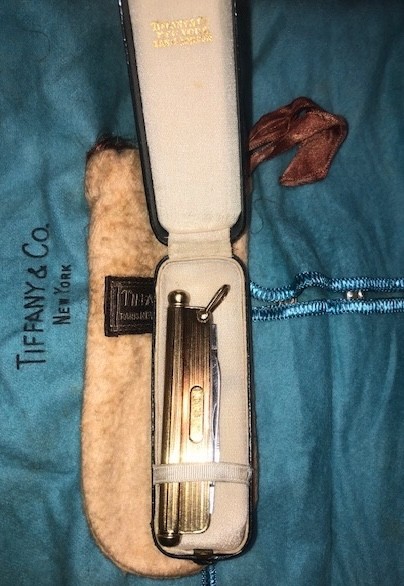 RARE 14K Gold Tiffany & Co Pocket Knife Telescoping Pencil Pendant Fob BOX POUCH