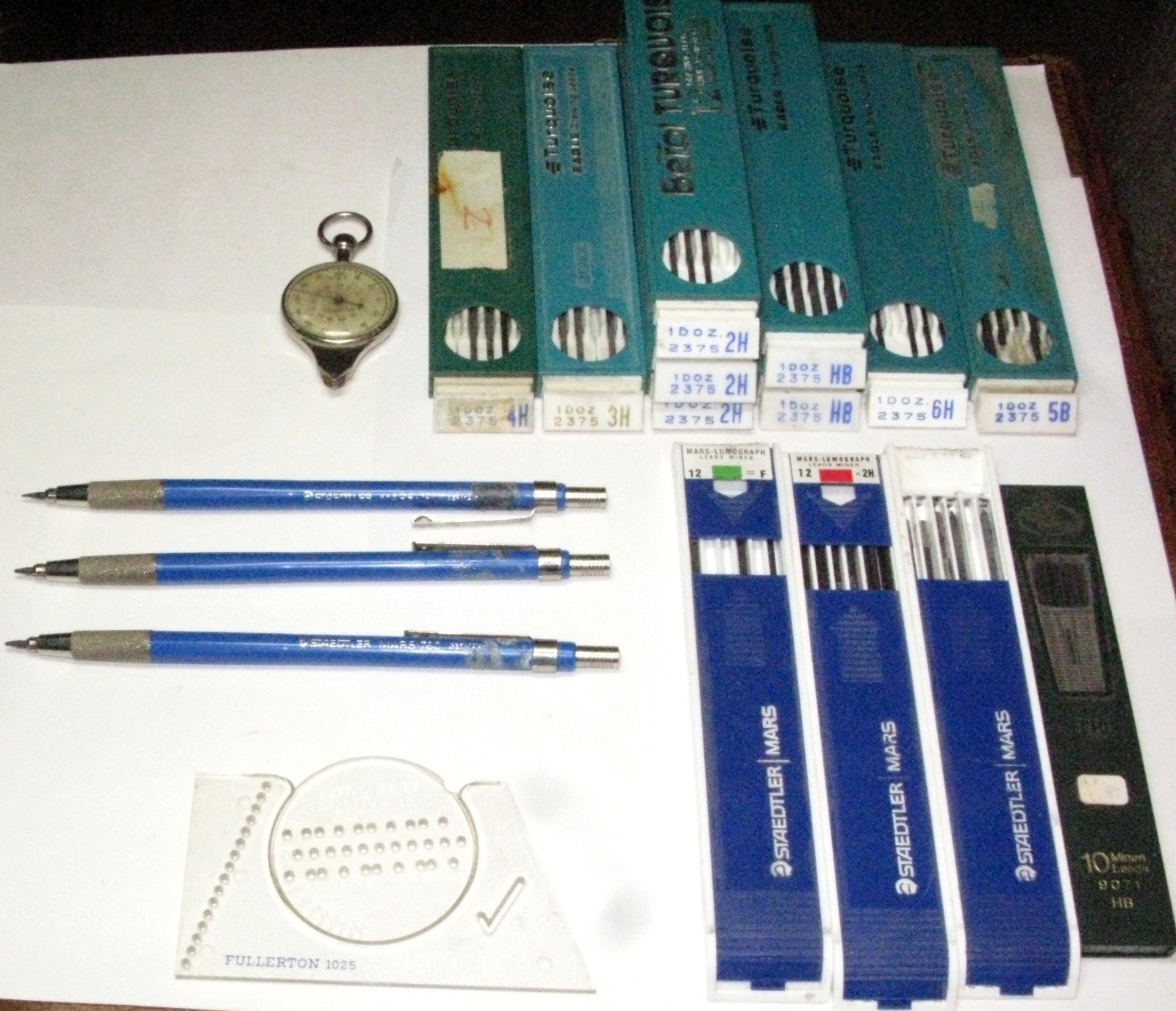 Lot 18 Vintage Staedtler Mars 780 Lead Holders, Leads, Berol Turquoise, Faber