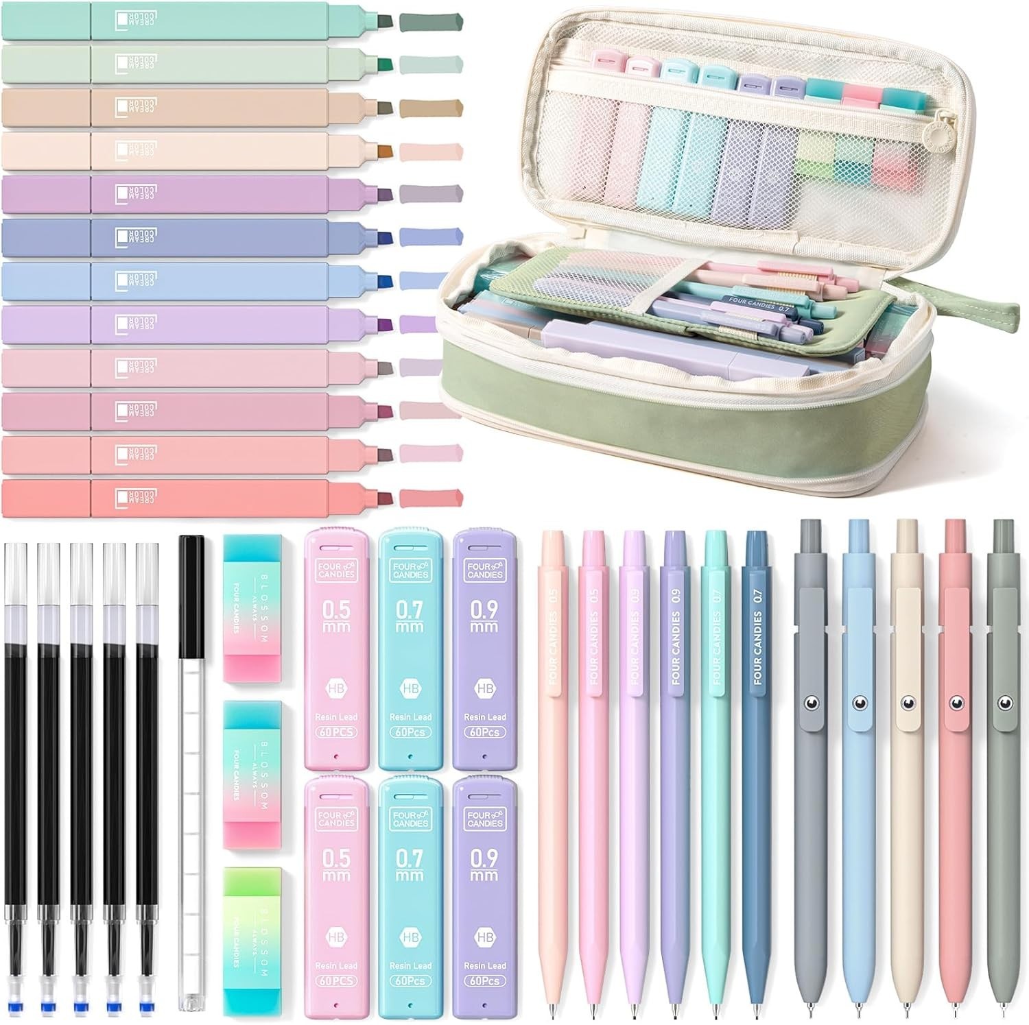 39 PCS Aesthetic School Supplies with Cute Pen Case, 12 Pastel Highlighters, …