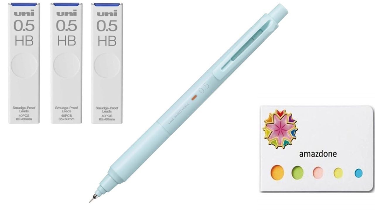Uni Kurutoga KS 0.5mm Mechanical Pencil Ice Blue M5KS1P.32 HB Leads Sticky