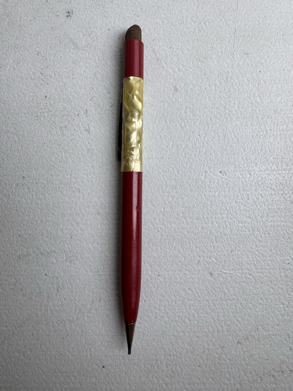 Vintage Sheaffer’s Mechanical Pencil Crimson Red & Pearl Marbled #150 USA Made