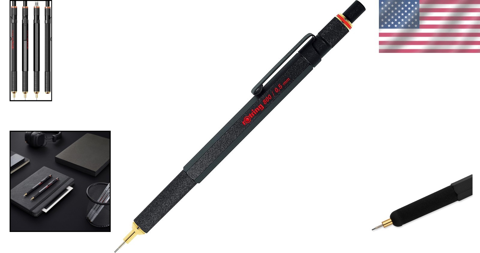Rotring 800 Mechanical Pencil 0.5mm – Black Metal Barrel