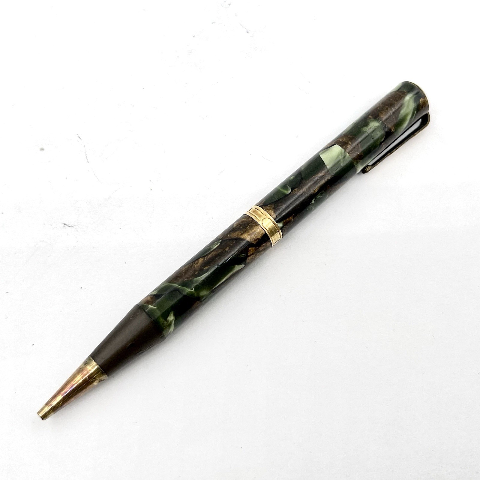 Waterman Lady Patricia Mechanical Pencil 4.25″ 1.1mm Green Bronze Gold Trim