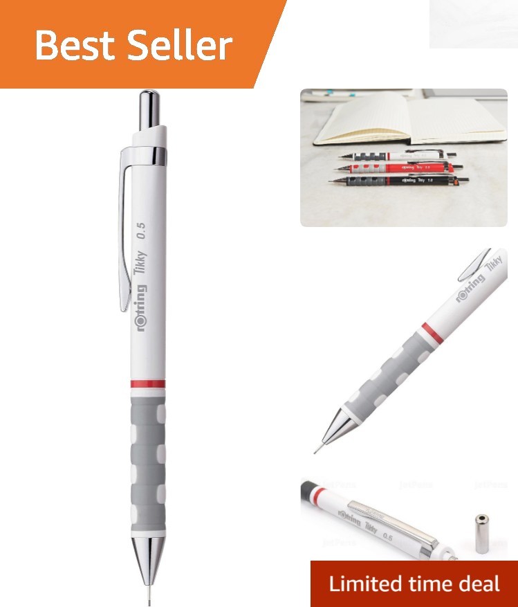 0.5mm Tikky Mechanical Pencil in White – Lead Advancement & Eraser Combo