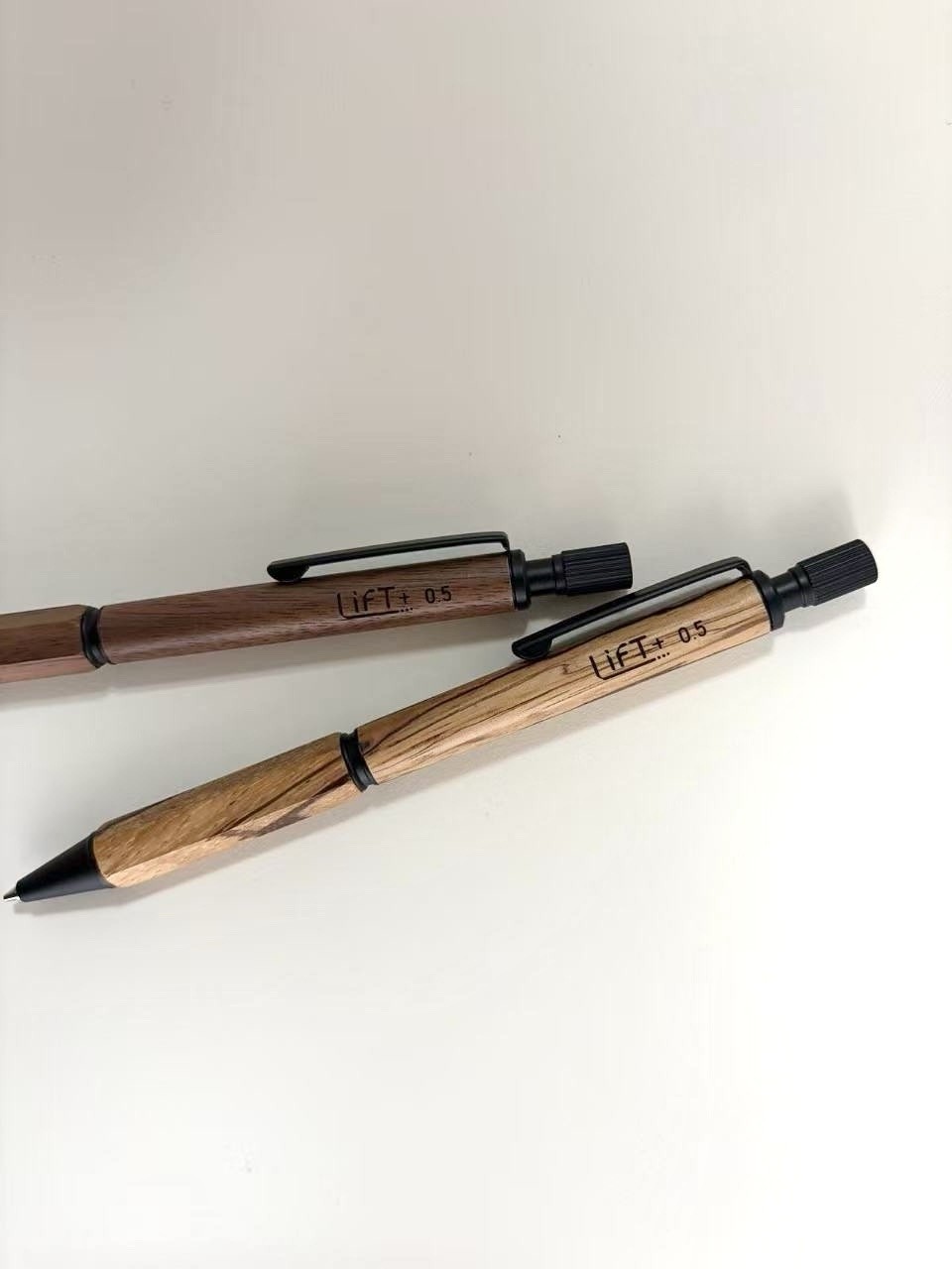Kitera LIFT+ Wood Mechanical Pencil 0.5mm Set Walnut & Zebrawood Japan Design