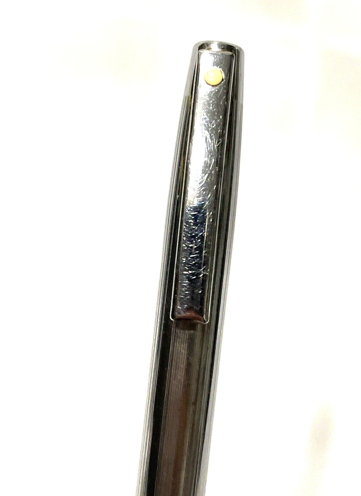 Vintage Sheaffer Ribbed Chrome White Dot Mechanical Pencil w/Red Lead