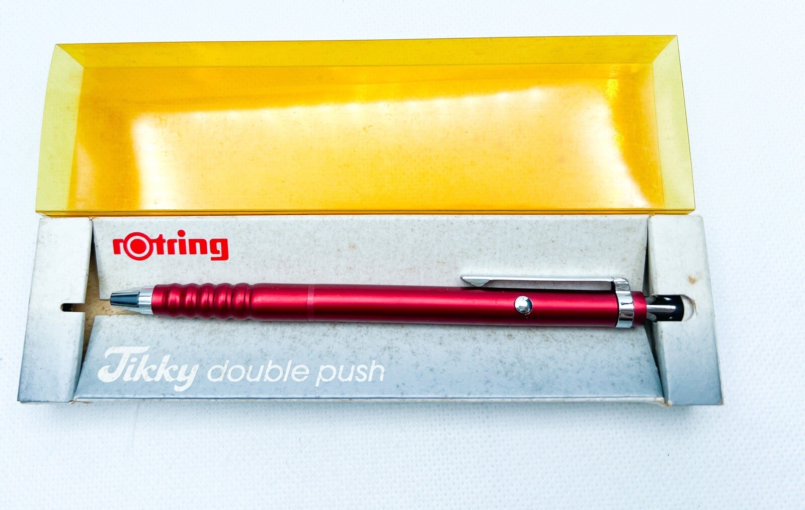 NOS Rotring 502 180 Red Tikky Metallic Metal Double Push mechanical pencil Box