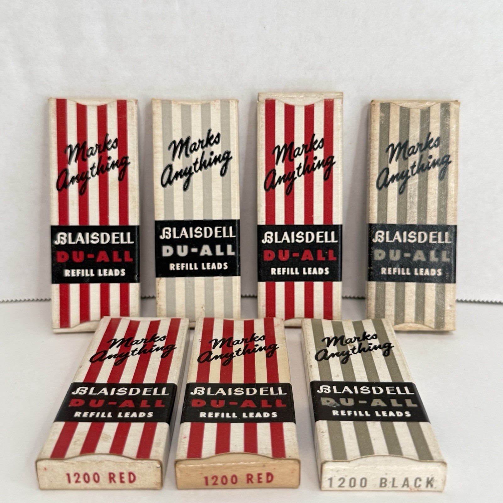 Vintage Blaisdell DU-ALL Marking Pencil Lead Lot Red Black Refills USA