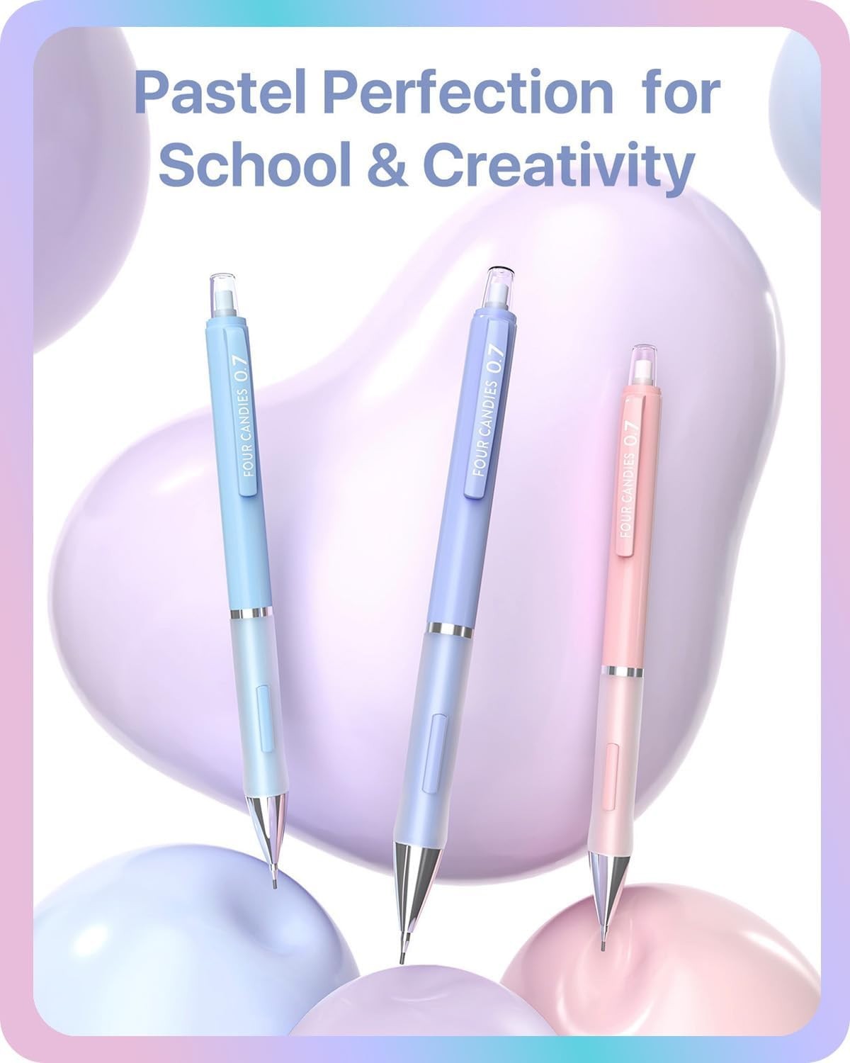 Versatile Mechanical Pencil Set with 360 Refills & Pastel Erasers for All Ages