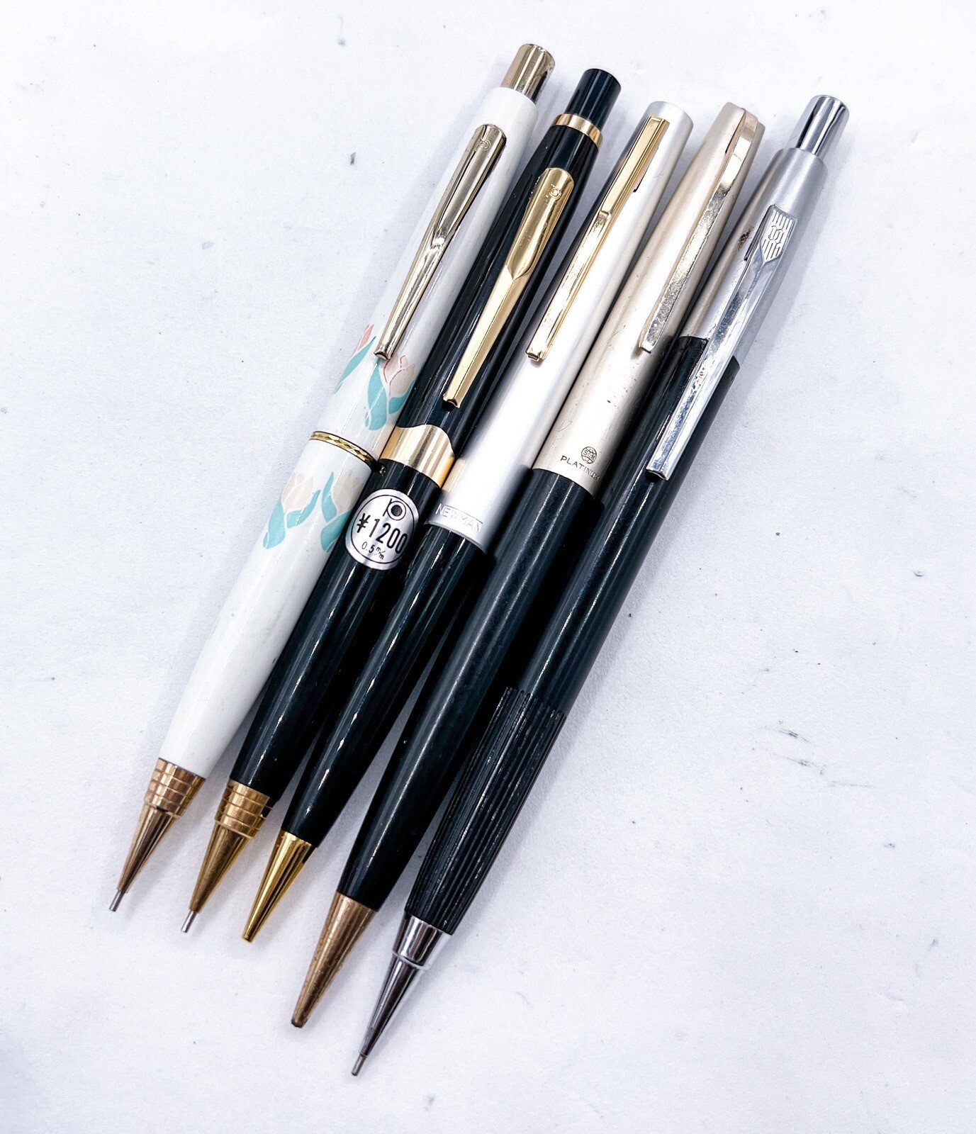 5pcs mechanical pencil 3 Platinum 2 Newman Japan 0.5 0.9 full functional