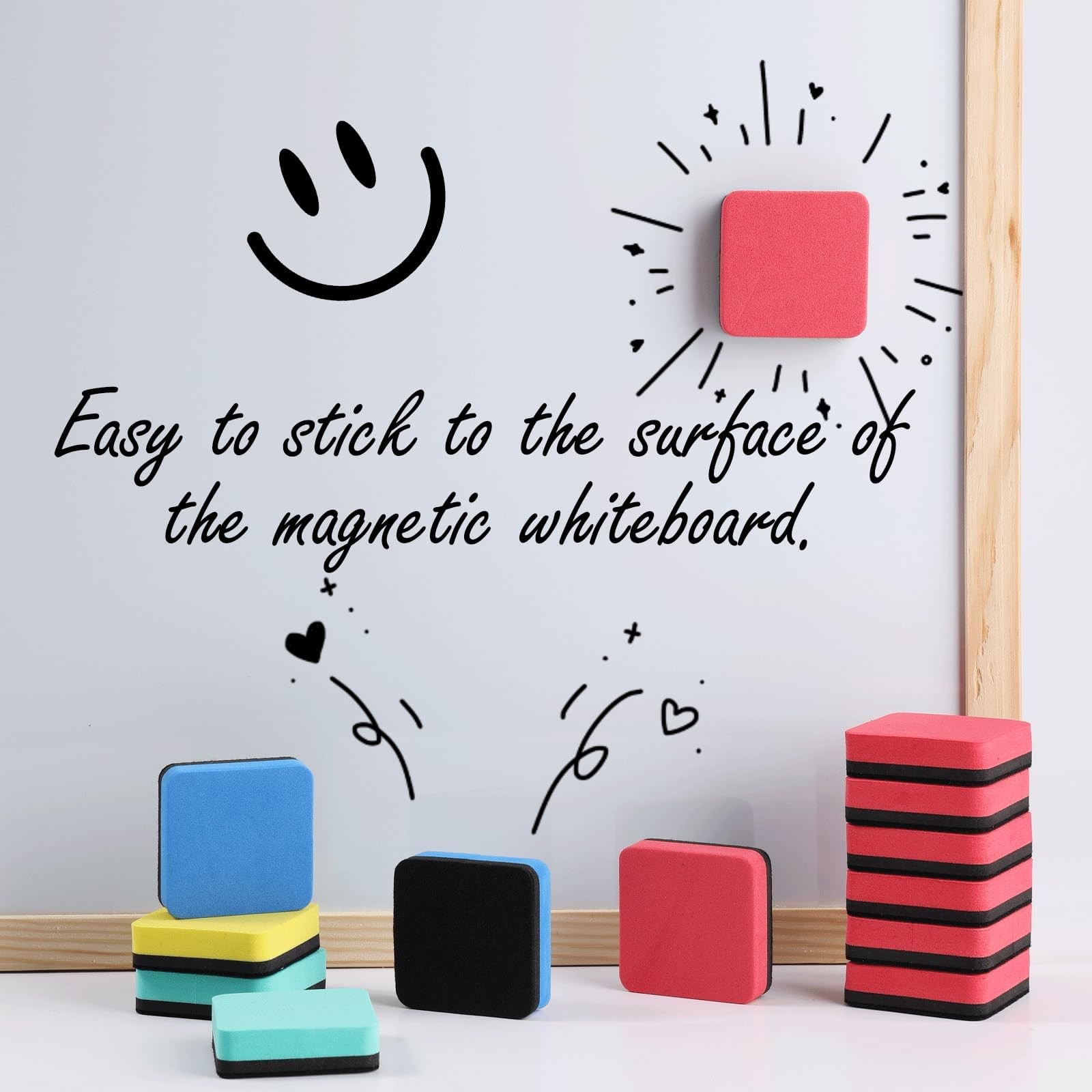 XKDOUS 12 Pack Dry Erase Eraser, Magnetic Whiteboard Eraser, Small White Board