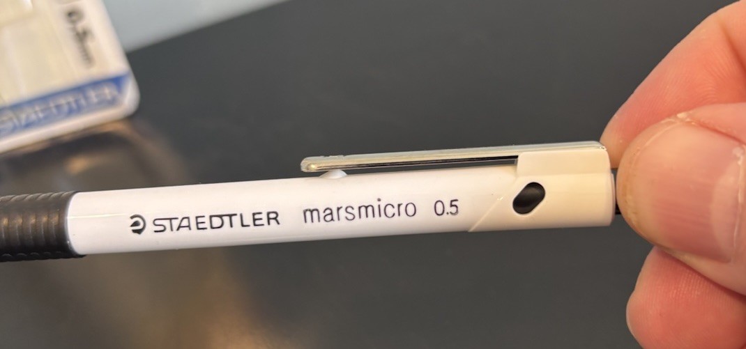 Staedtler Marsmicro 0.5 mm White Mechanical Pencil Comfort Grip NOS READ