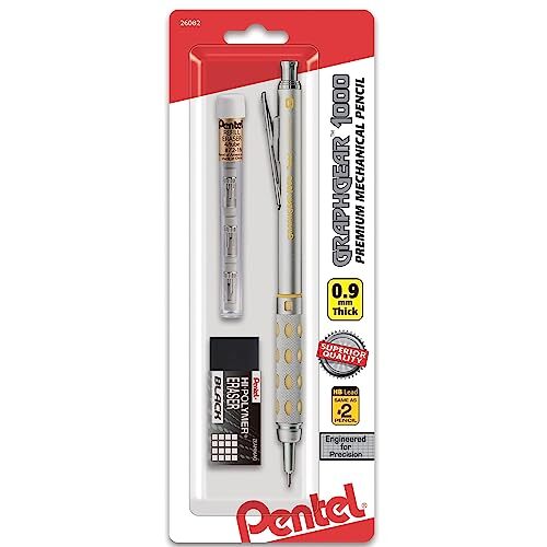 GraphGear 1000 Automatic Drafting (), with Eraser Refills, Pencil Silver 0.9mm
