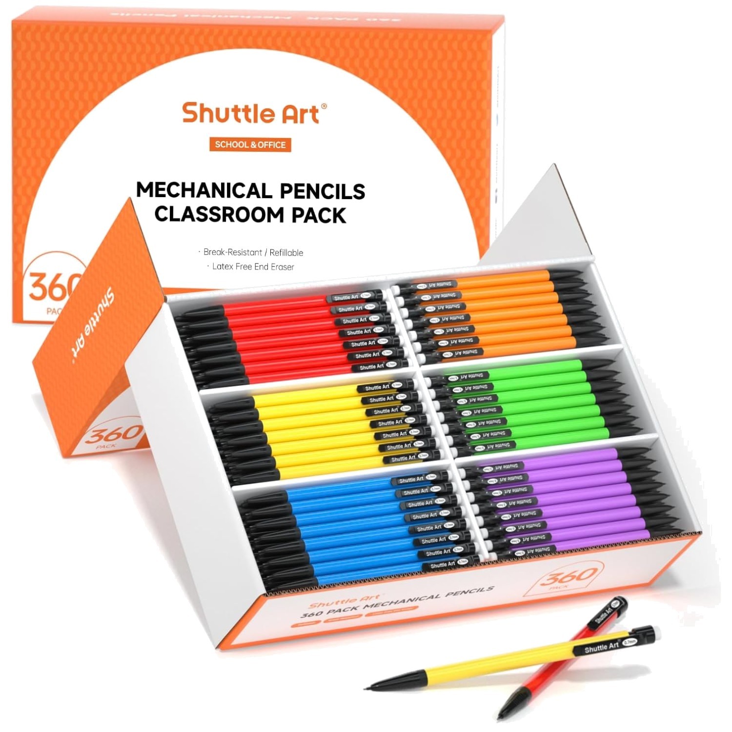 360 Pack Mechanical Pencils, 0.7mm HB Lead, Assorted Barrels