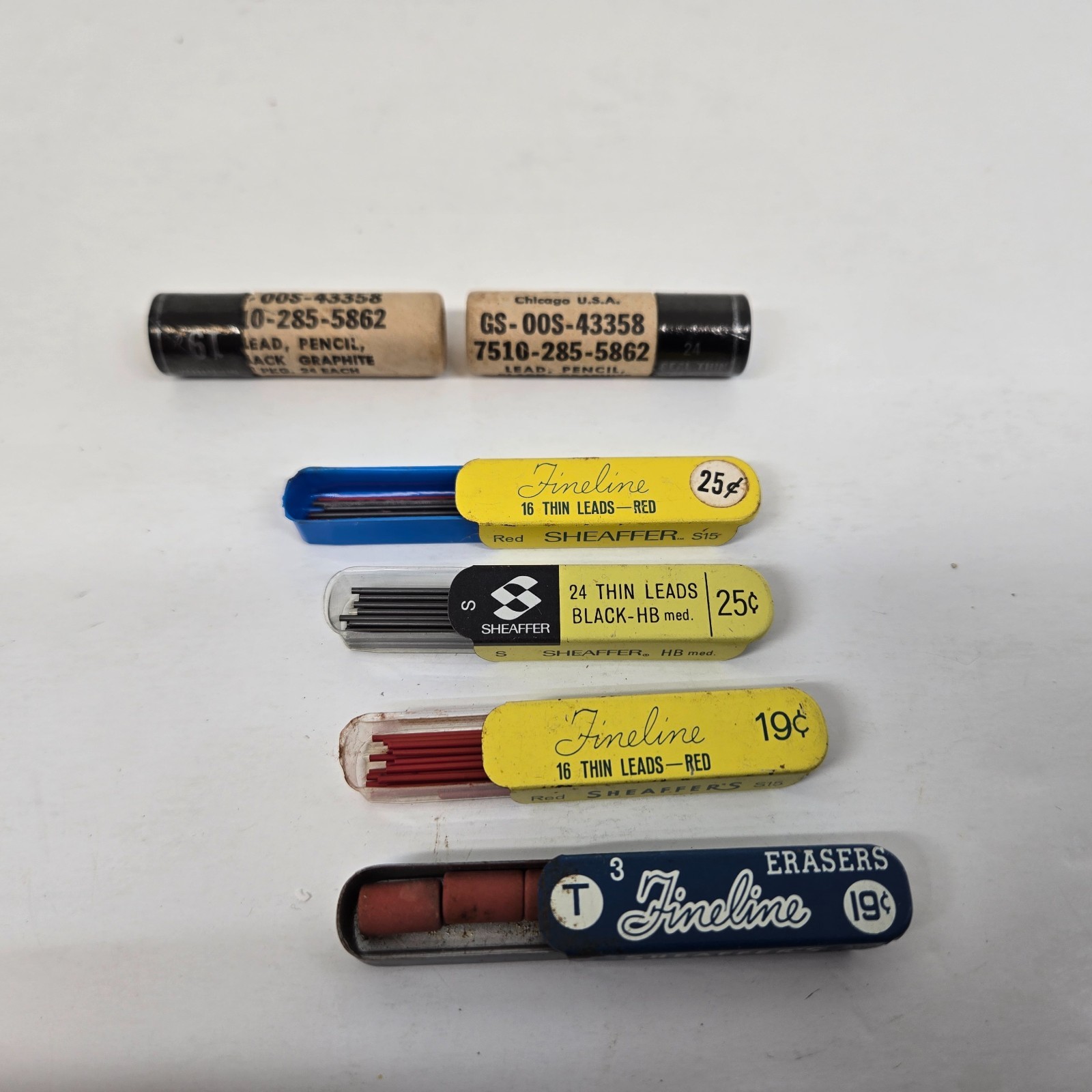 Vintage Sheaffer Lead Fineline 16 24 Lot Black Red Autopoint by Cory Erasers