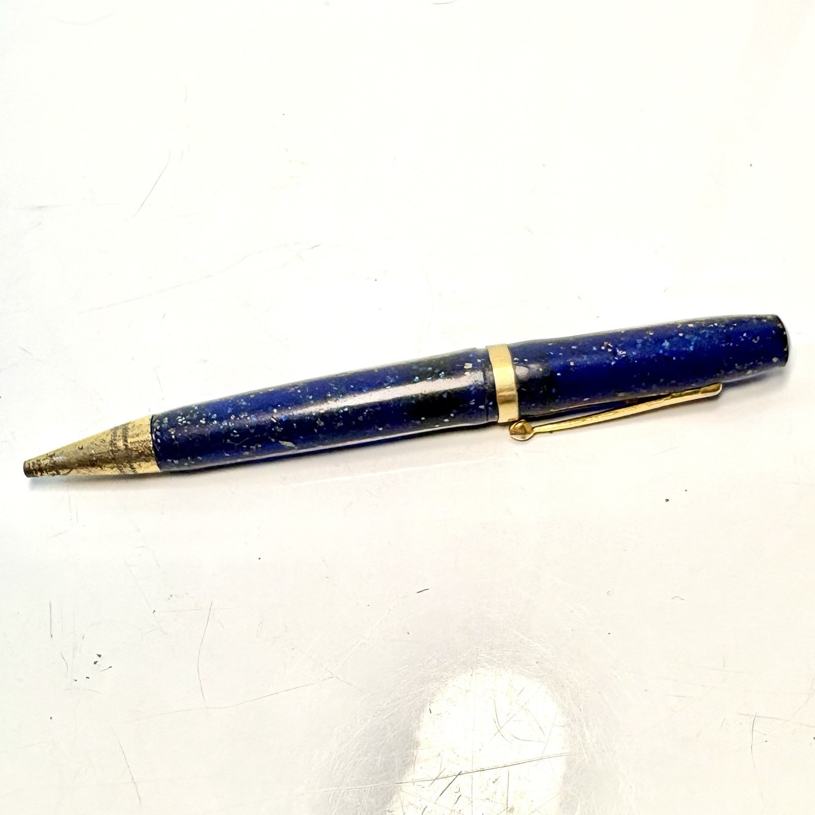 Vtg TREASURE Blue Glitter Flicks Mechanical Pencil Eraser Combo Condition Issues