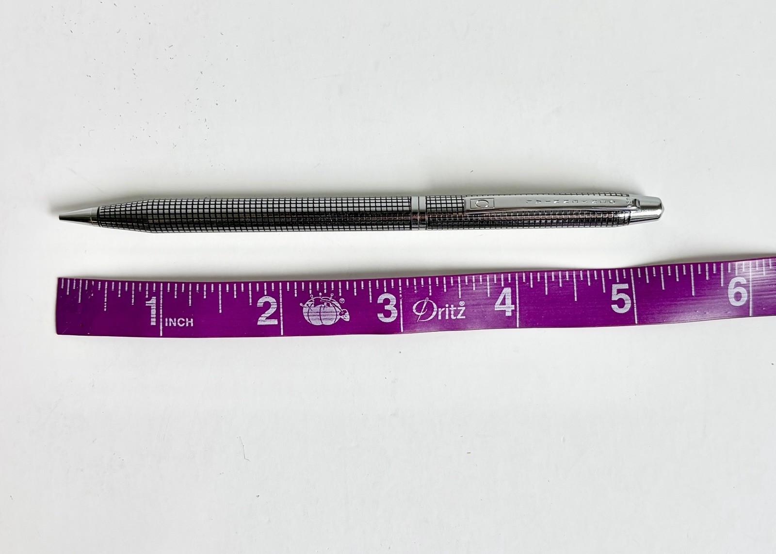 Vintage Centennial Mechanical Pencil Silver Tone Black Grid Pattern Excellent