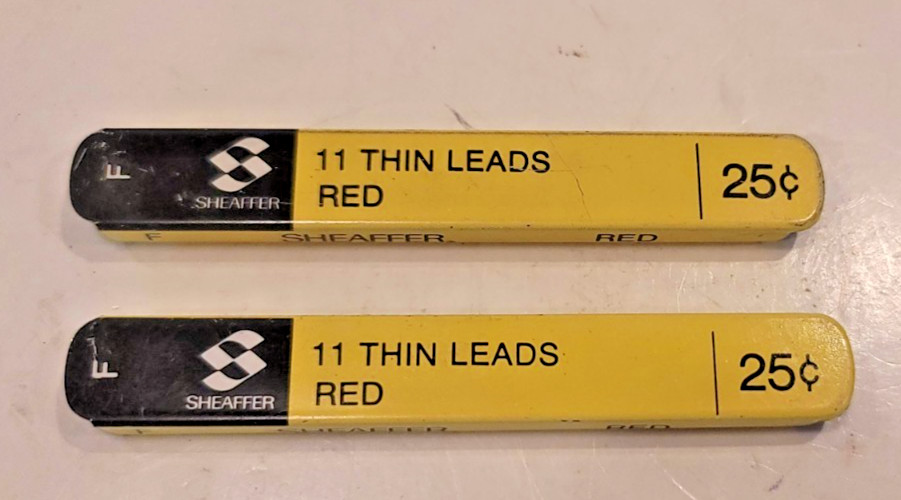 Vintage Sheaffer’s Fineline Pencil Lead Tin – Thin Leads – Red Lot of 2