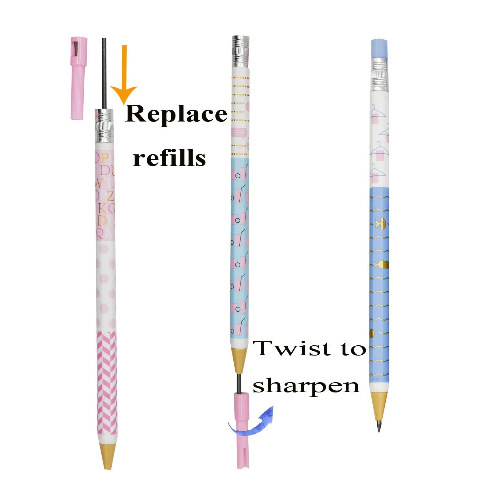 mechanical pencils (wood like) 12-Pack Wood-Imitating Automatic Pencils 2.0mm…