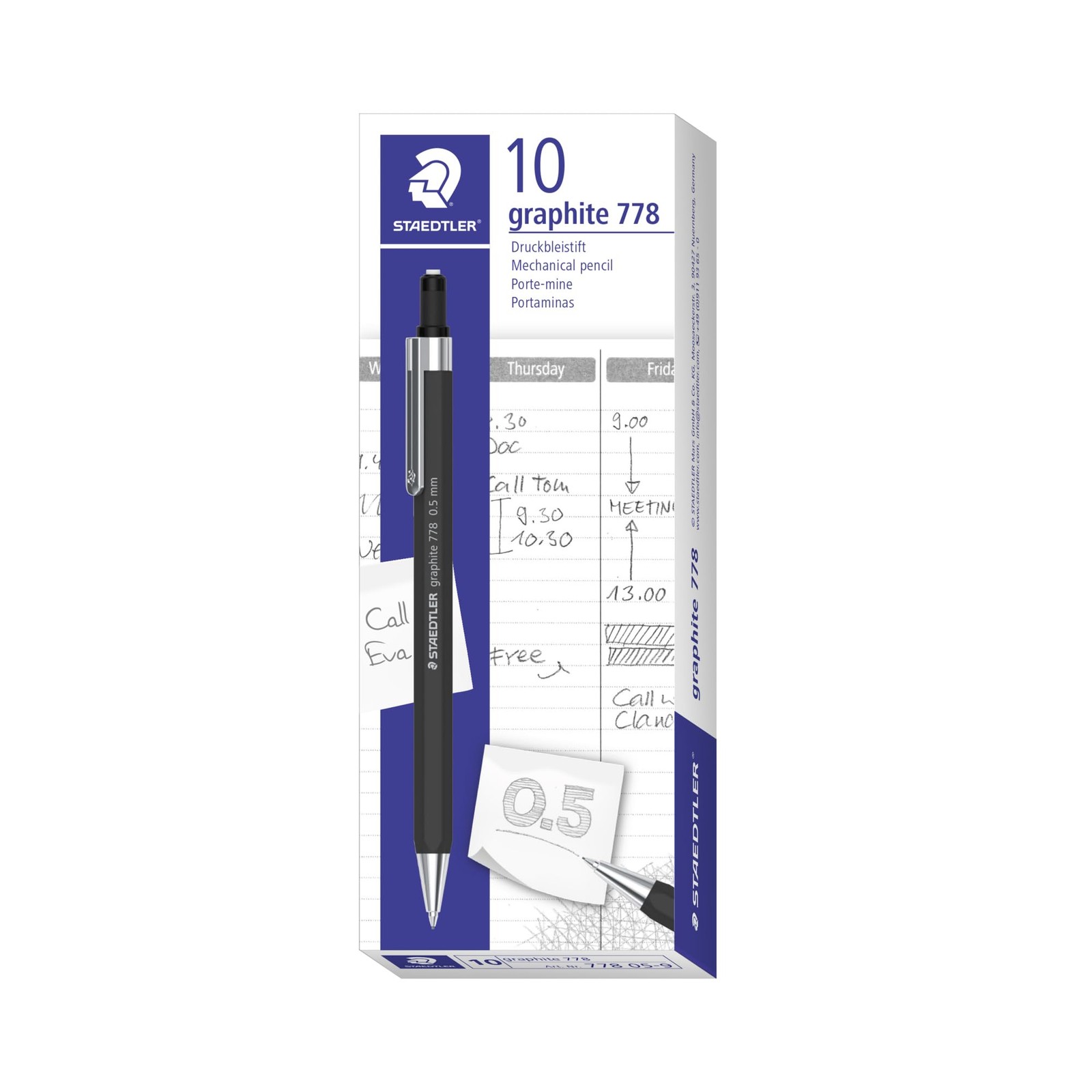 STAEDTLER Graphite 778 Sharp Pencil with Hexagonal Barrel, Cushioned Design, and
