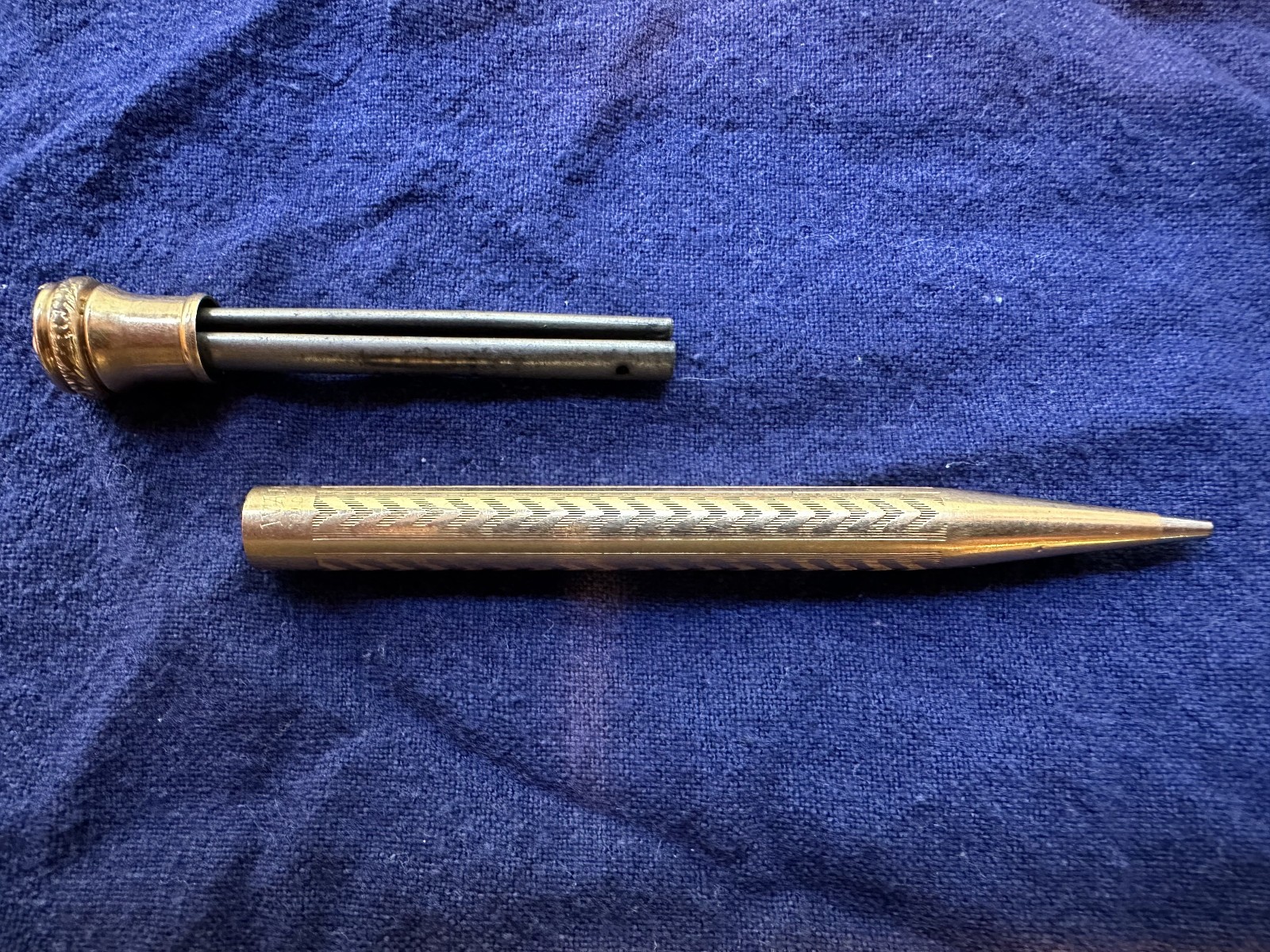 Wahl Eversharp 1920s Vintage Mechanical Pencil Necklace Gold Filled Chevron