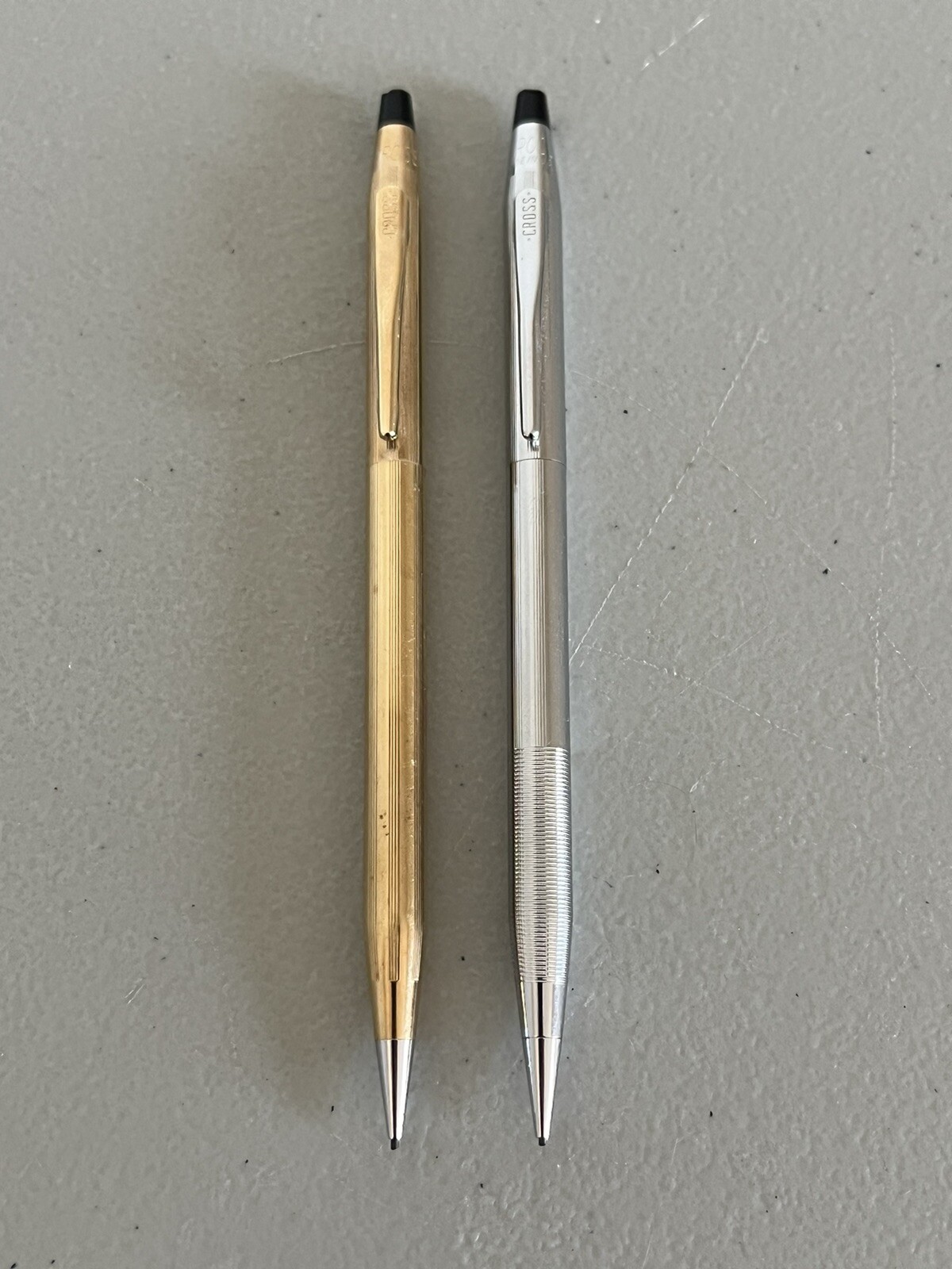 Vintage Cross 1/20th 10K Gold Filled Desk Pencil & Chrome USA Pencil Lot