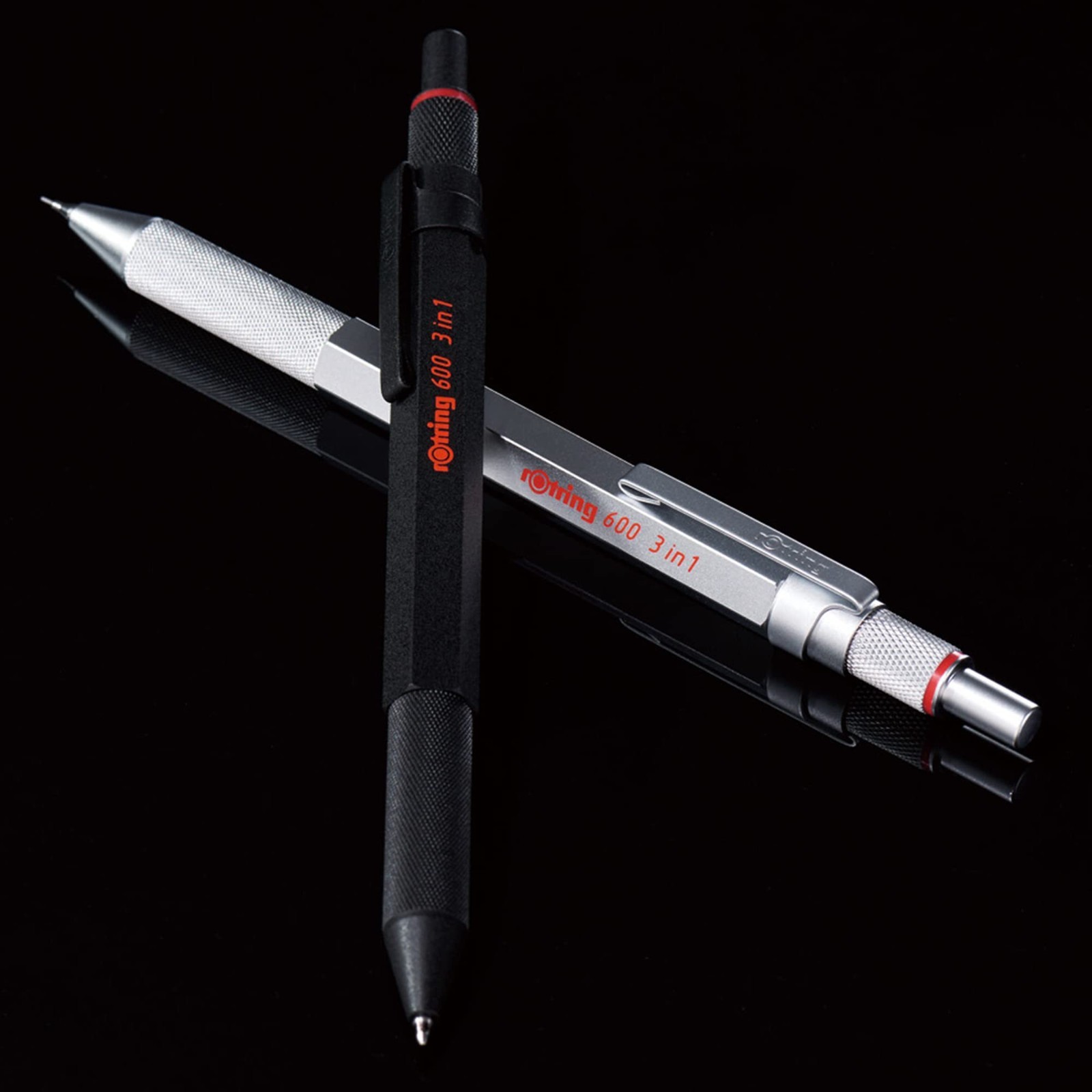 Multicolor 3-in-1 Pen & Mechanical Pencil – Black/Red Ink, 0.5mm Lead, Silver Ba