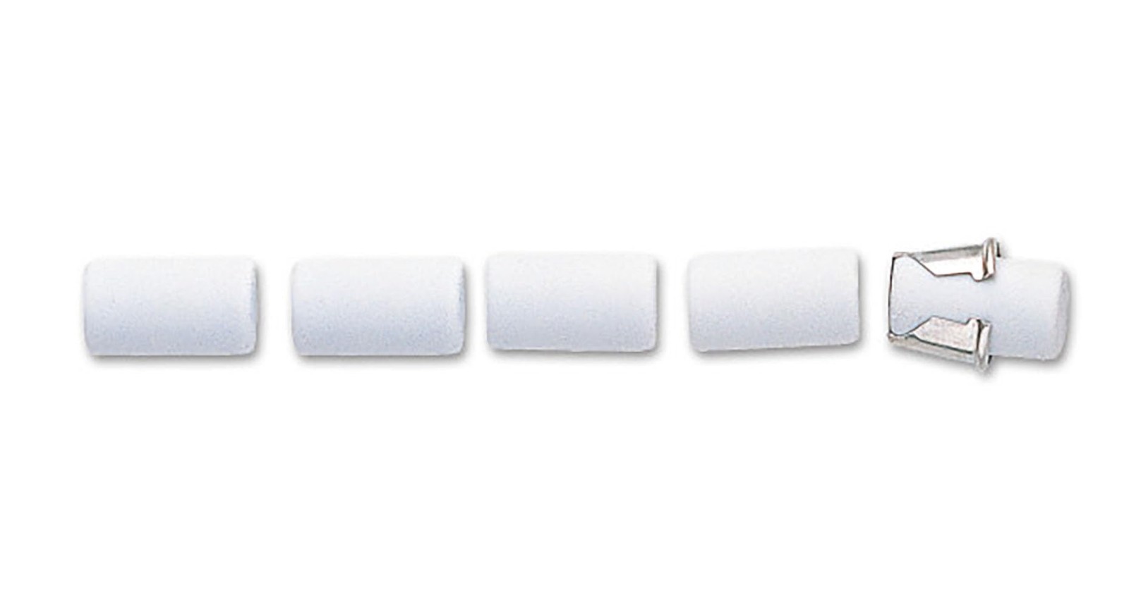 Large White Erasers 15 Count Pack with Metal Holder for Mechanical Pencils