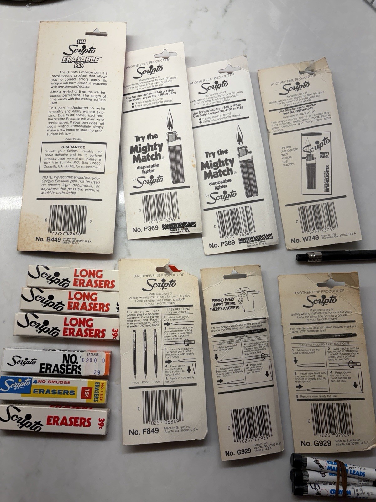 NEW VINTAGE SCRIPTO ULTRA THIN LEAD MECHANICAL, CRAYON, ERASERS PENCIL LOT