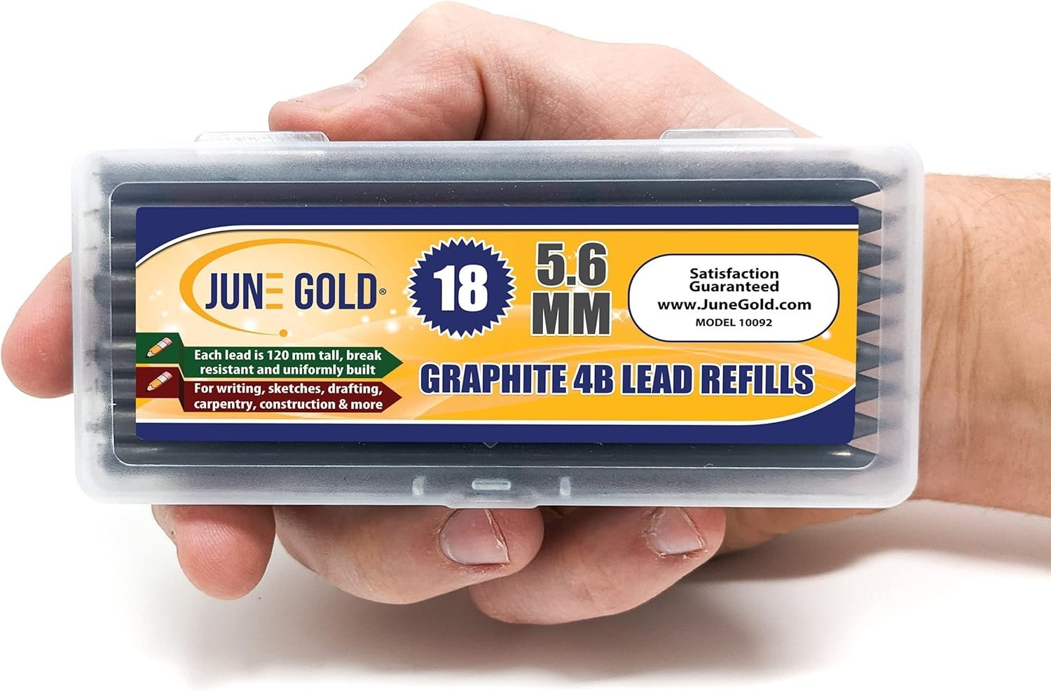 18-Piece 4B Graphite Lead Refills – 5.6mm x 120mm, Break-Resistant Quality