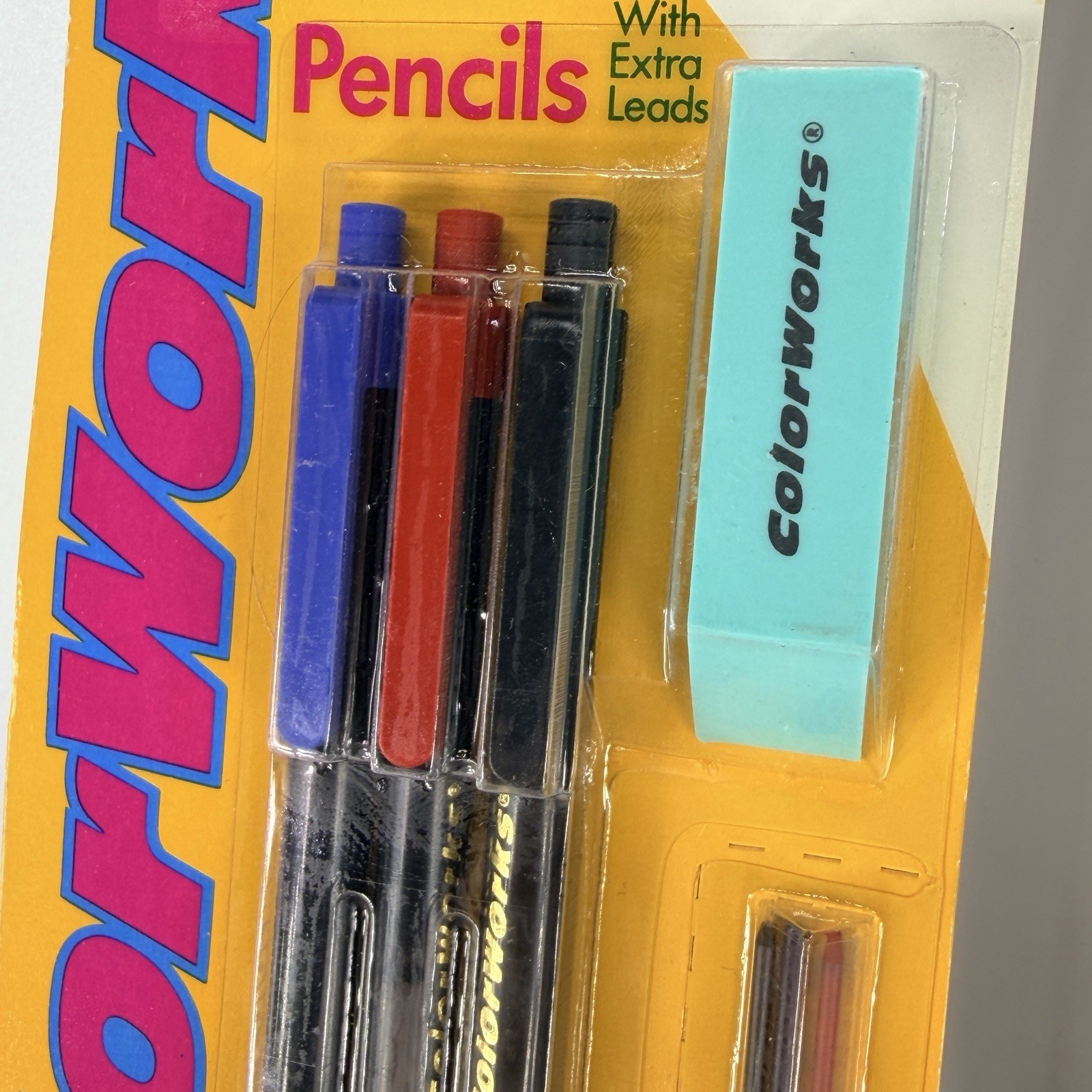 Lot 2 Vtg 1990 Crayola Mechanical Pencils Color Works Erasable 3ct NEW