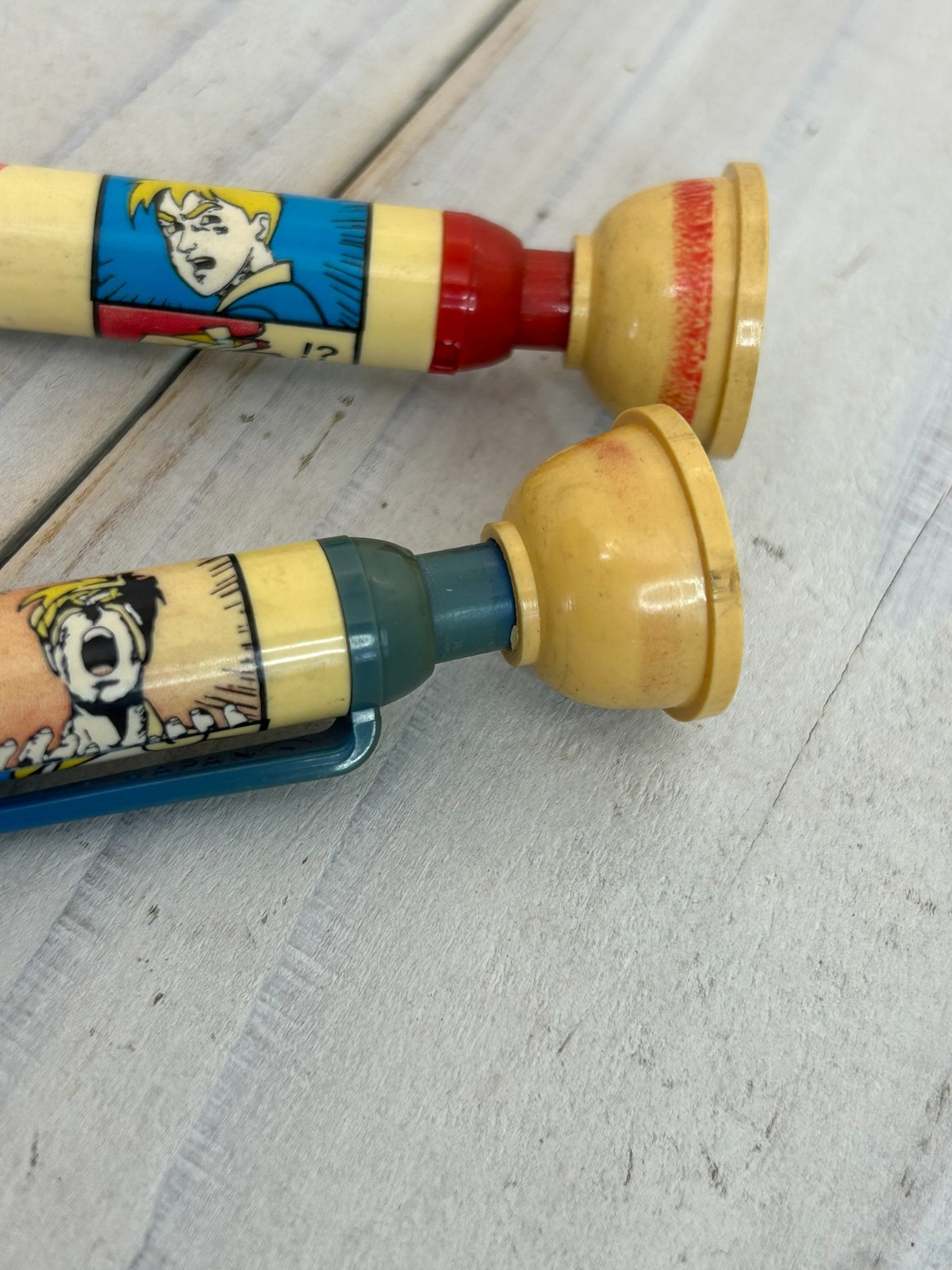 Nissin Demae Itcho Demae Boy Kutsuwa Mechanical Pencils 2pcs Vintage Japan 1970s