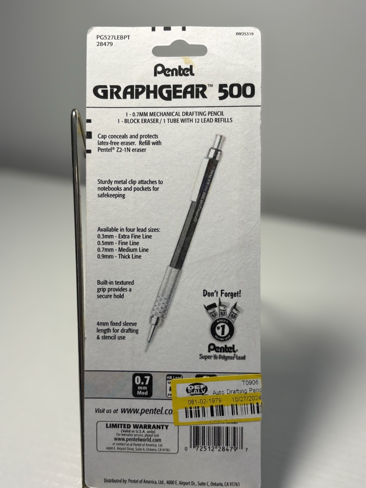 New Sealed Pentel GraphGear 500 Premium Mechanical Pencil, Lead, Eraser 0.7mm