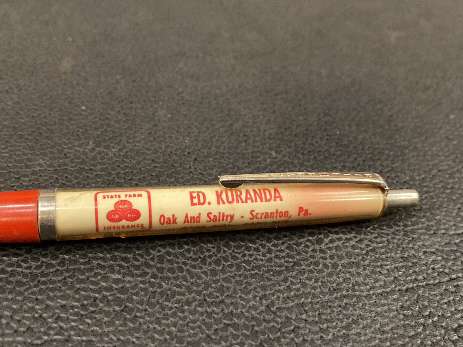 Vtg RITEOGRAPH PEN Advertising State Farm Insurance OAK & SALTRY SCRANTON PA