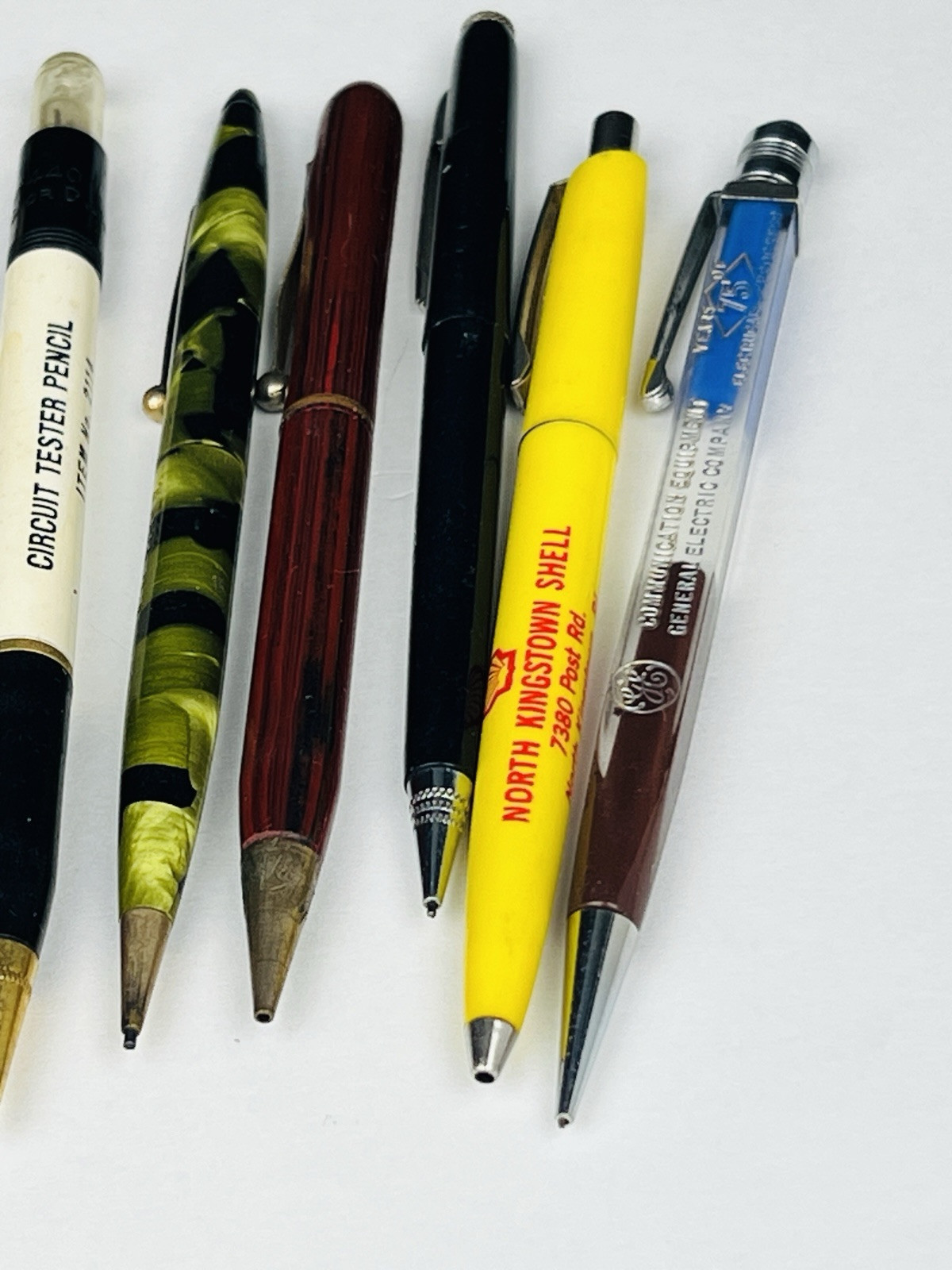 Vintage Collectible pens/pencils gulf, shell, GE Lietz Draftaid drawing pencils