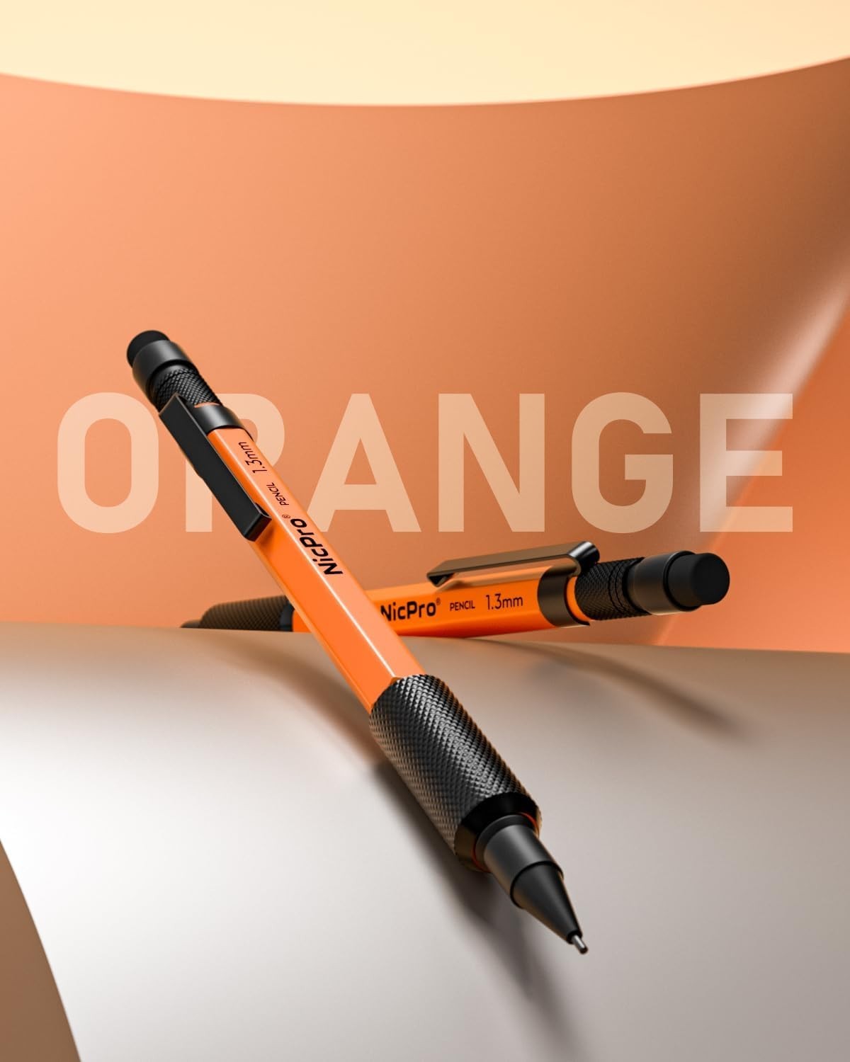 3 PCS Retractable Orange Mechanical Pencils Set with 66 Lead Refill & Erasers