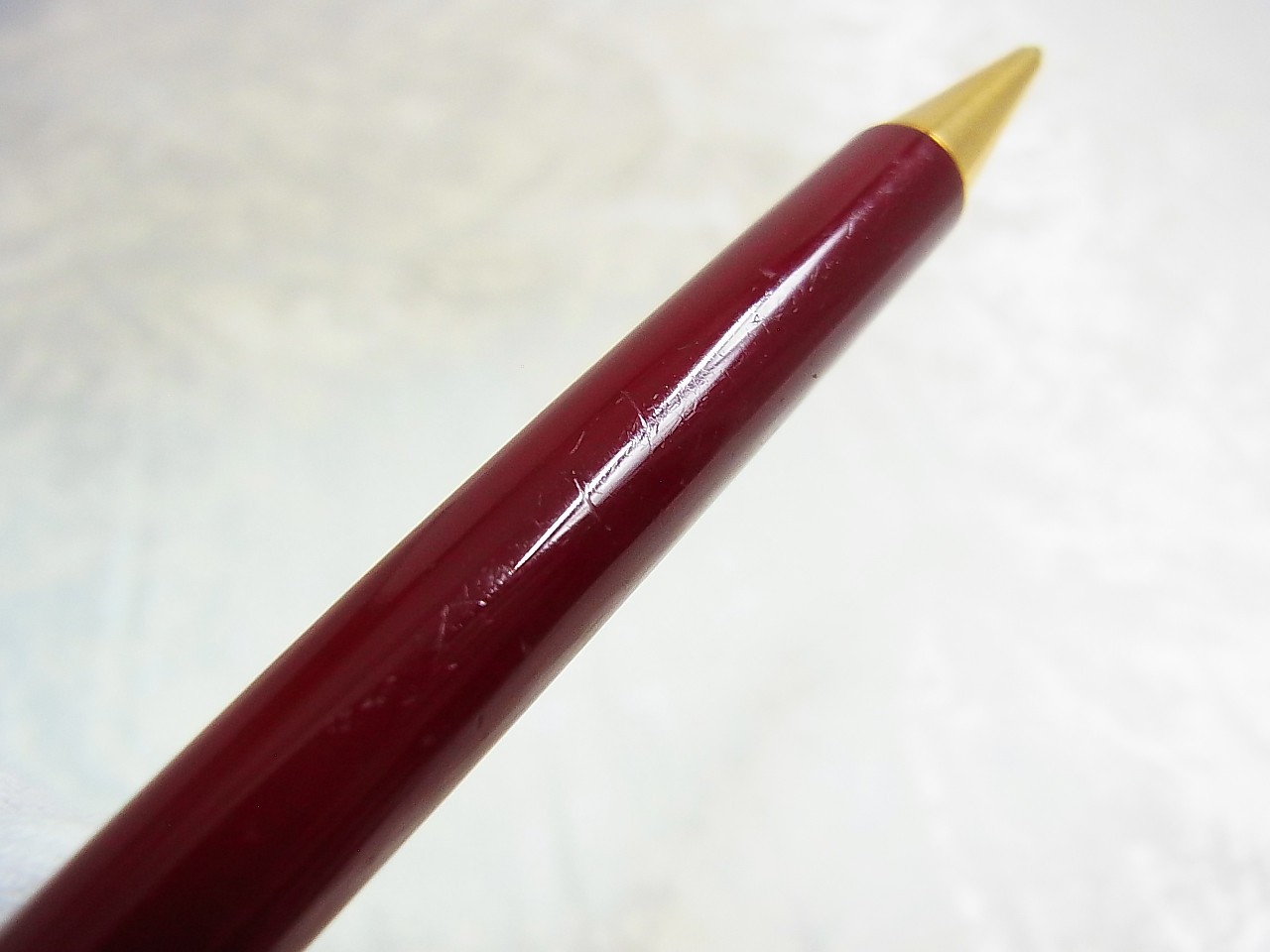 Cartier Must de Mechanical Pencil Click Action Bordeaux Gold with Leather Case