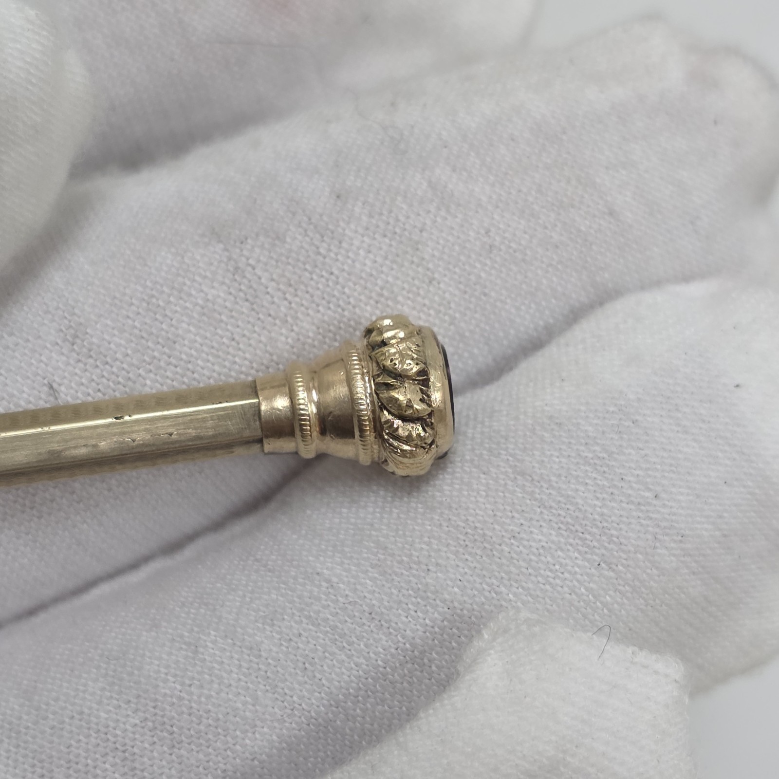 Victorian Gold Filled Mechanical Pencil Red Pink Jeweled Retractable Engraved