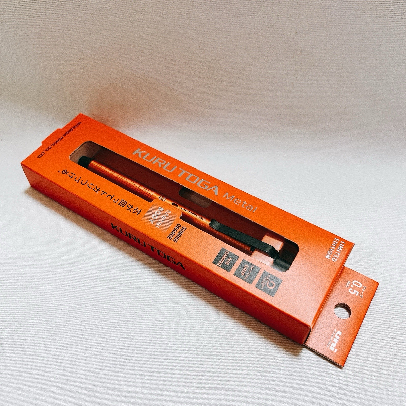Uni Kurutoga Metal 0.5mm Mechanical Pencil Sunrise Orange Limited Edition Boxed