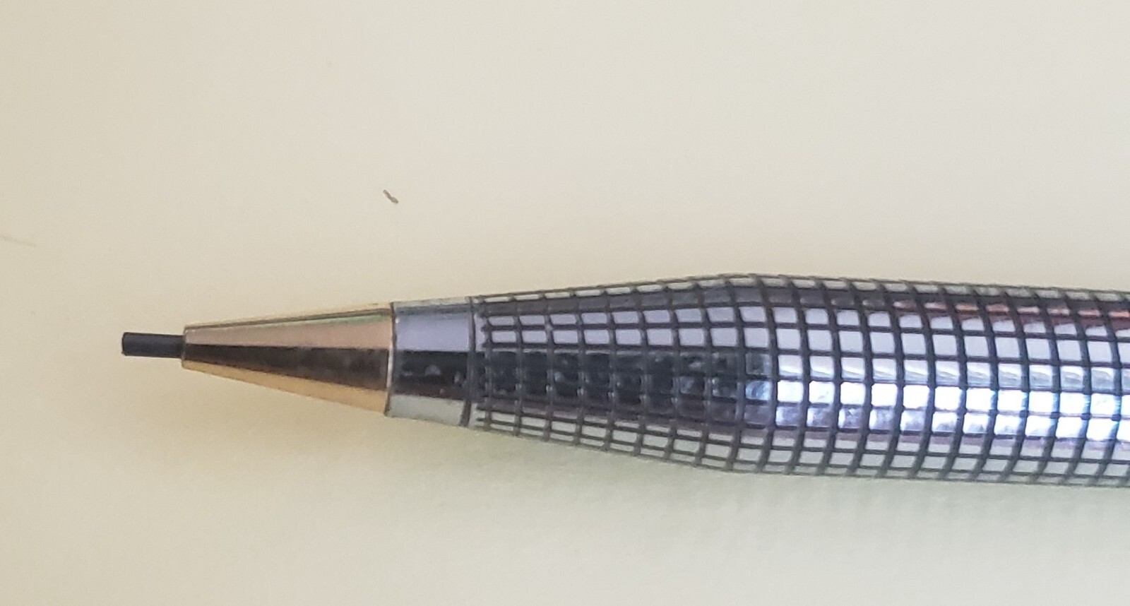 Vtg Centennial USA Mechanical Pencil Silver Tone Black Lined Body Gold End P99
