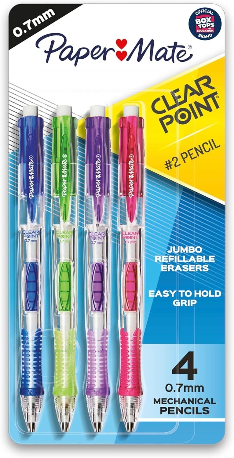 Mechanical Pencils with Colorful Barrels and Jumbo Erasers for Kids and Teens